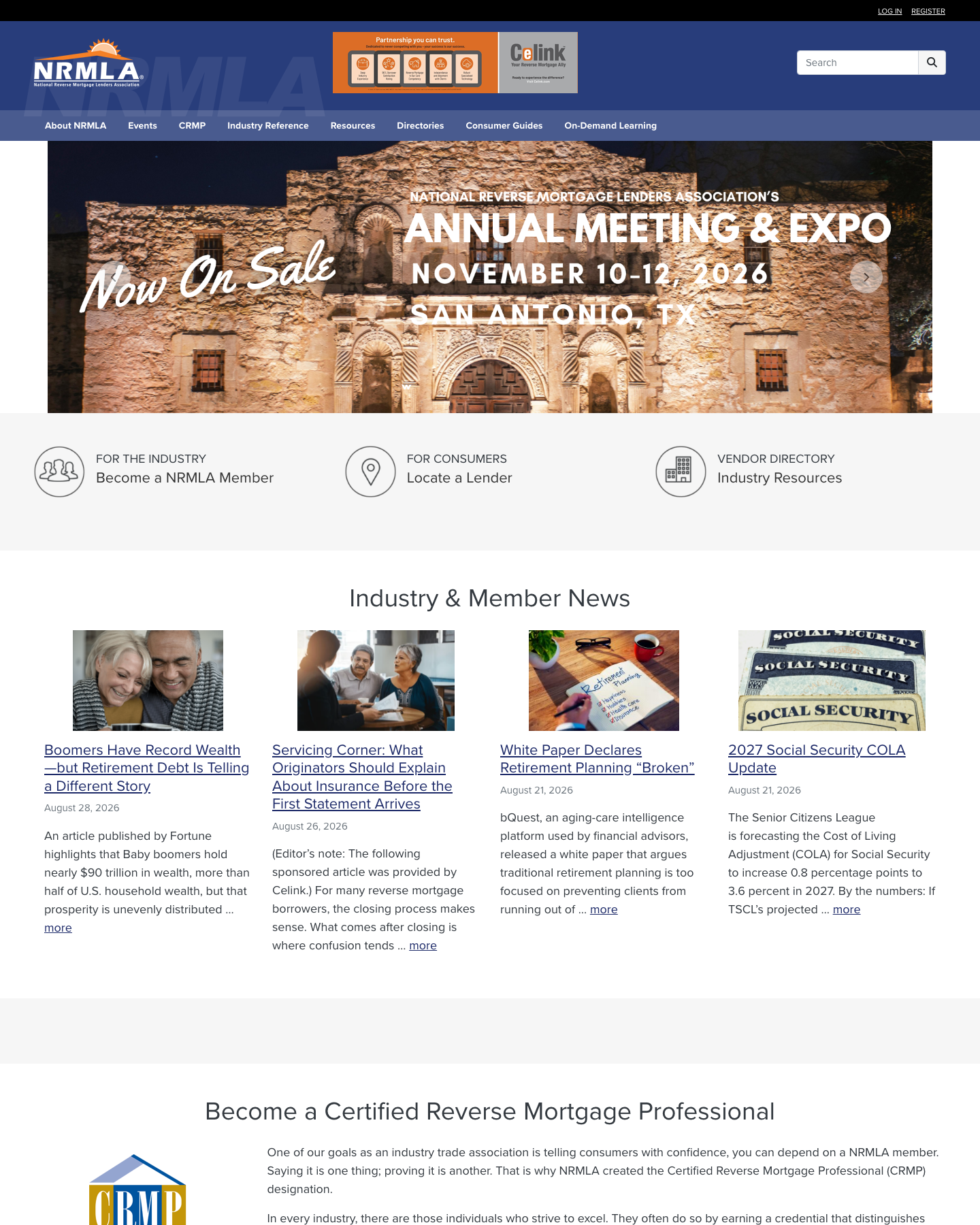 nrmlaonline.org homepage in 2026, on the WordPress build that launched in 2015