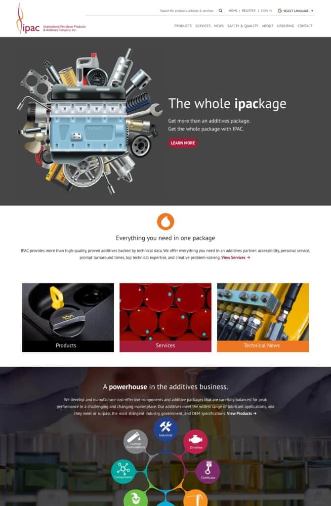 ipac-inc.com homepage in 2026, on WordPress after the move off the custom PHP site